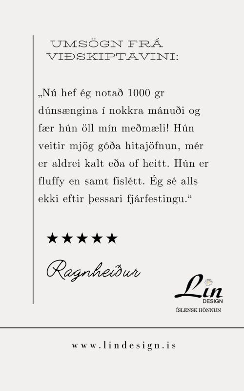 Dúnsæng – Veldu fyllingu: 600–1200 g