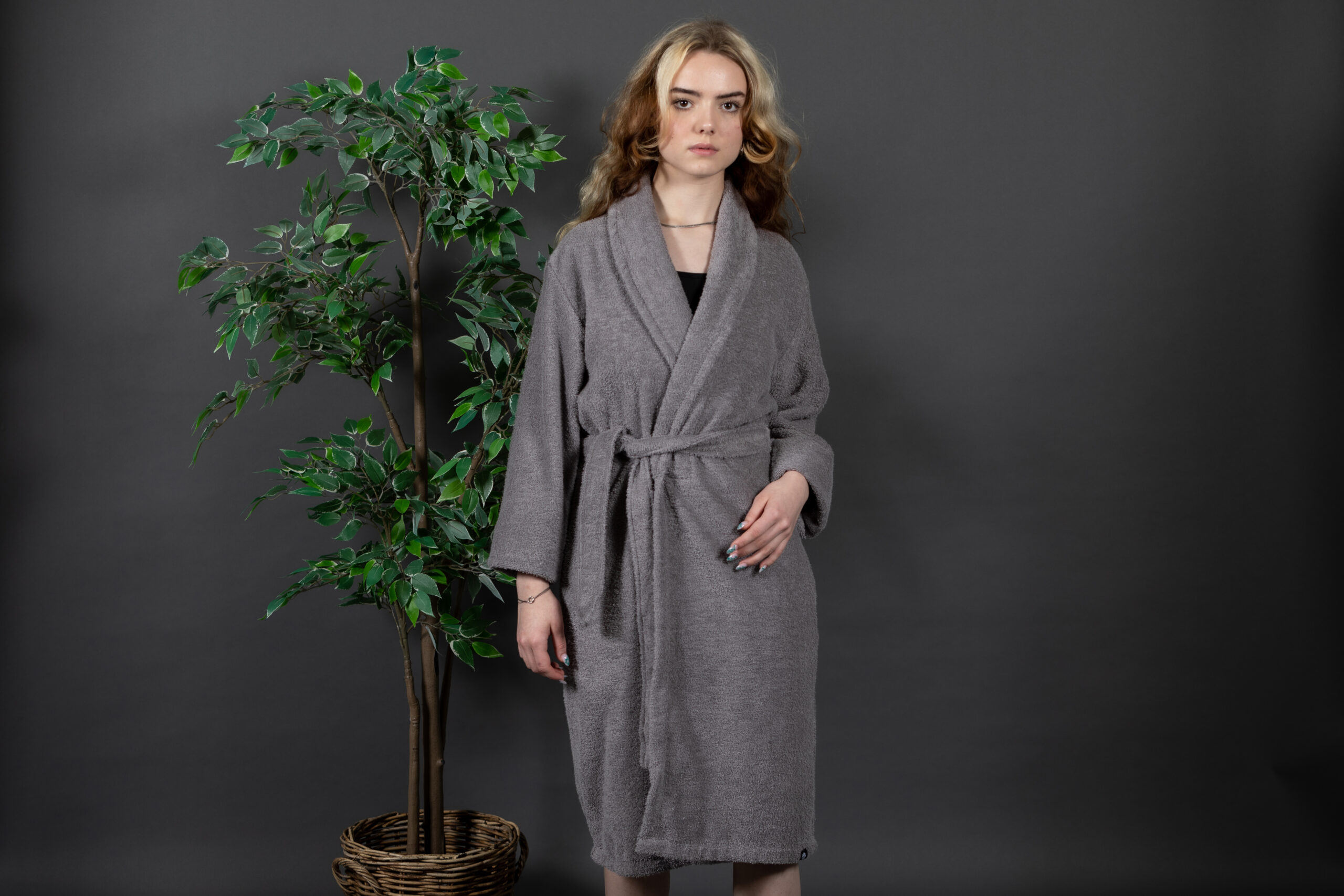 Unisex baðsloppur – grár S/M