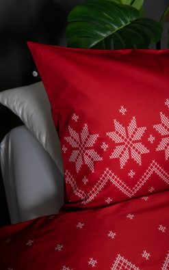 Jólarós rúmföt með krosssaumsmynstri