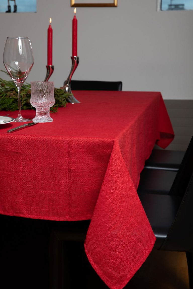 Hringlaga dúkur með höráferð – straufrí hönnun | Lín Design