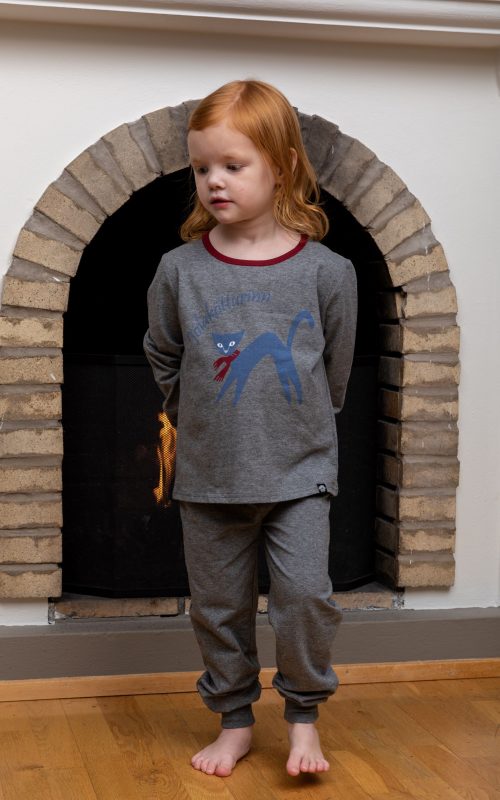 Jólaköttur náttfatasett - Stærðir 6-12 m 4-6 ára S/M og L/XL