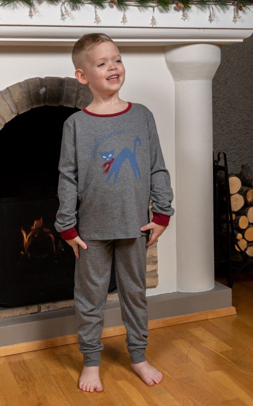 Jólaköttur náttfatasett - Stærðir 6-12 m 4-6 ára S/M og L/XL