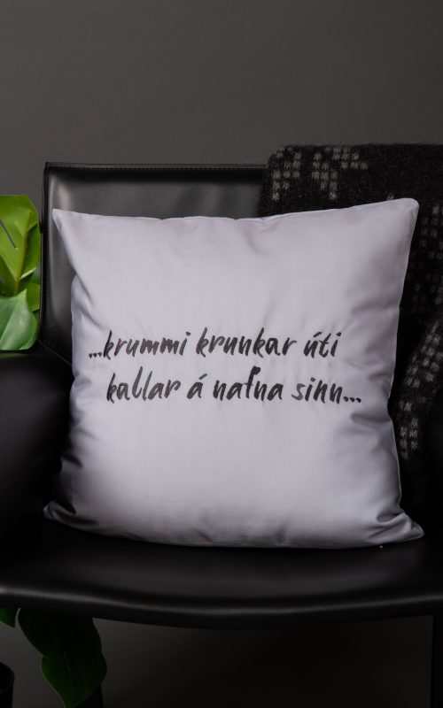 Krummi púðaver – áprentað og bróderað íslenskt mynstur