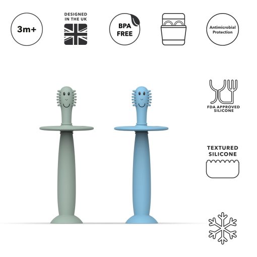 Matchstick Monkey – Æfingatannburstar með stoppara (2 í pakka)
