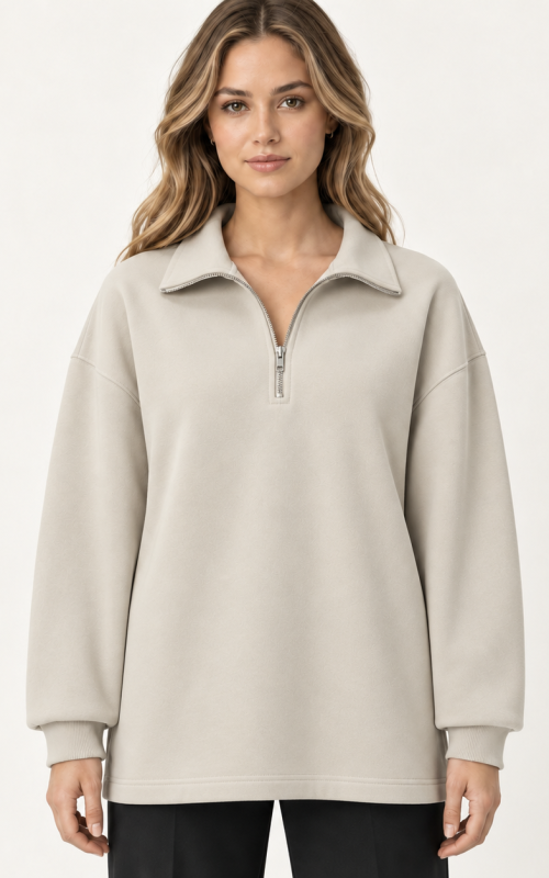 Quarter-Zip peysa – afslappað snið
