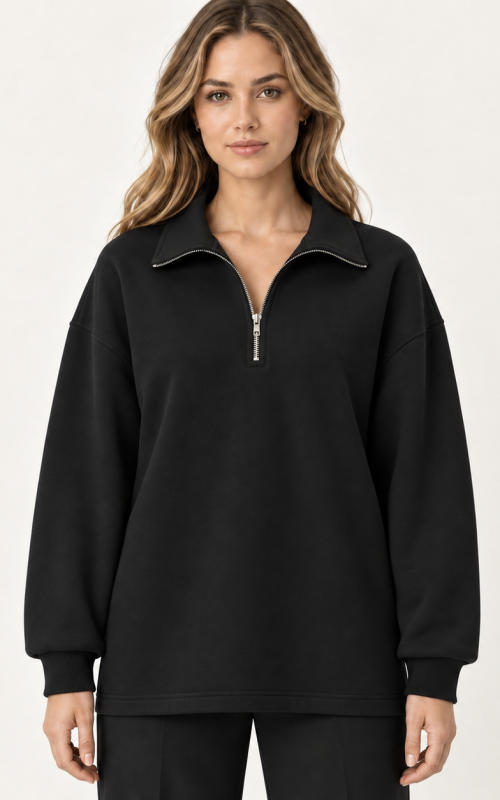 Quarter-Zip peysa – afslappað snið